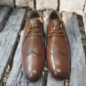 Brown Textured Oxford Dress Shoes